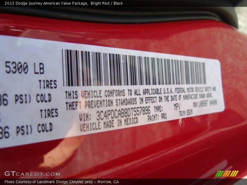 Bright Red / Black 2013 Dodge Journey American Value Package