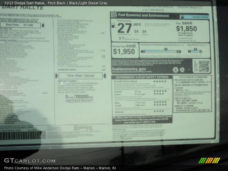 Pitch Black / Black/Light Diesel Gray 2013 Dodge Dart Rallye