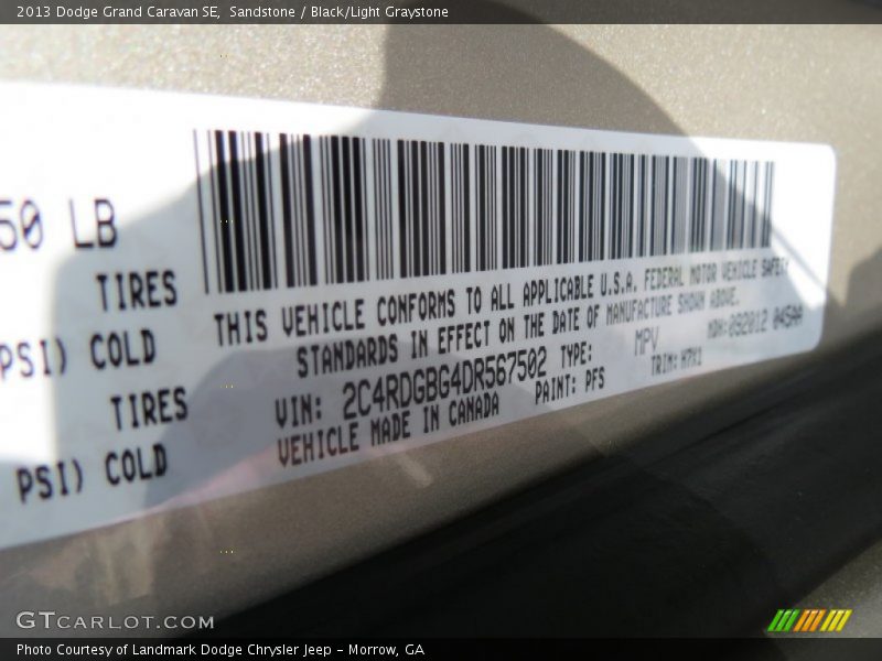Sandstone / Black/Light Graystone 2013 Dodge Grand Caravan SE