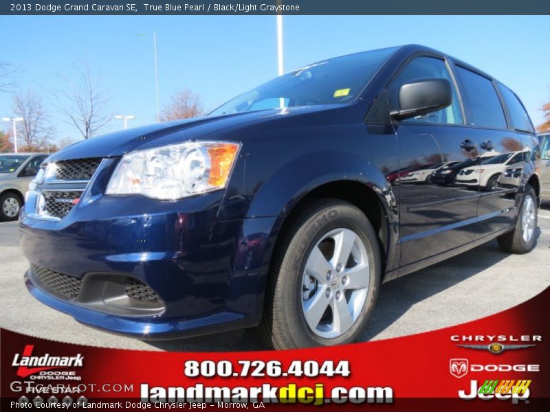 True Blue Pearl / Black/Light Graystone 2013 Dodge Grand Caravan SE