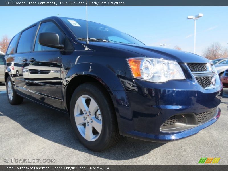 True Blue Pearl / Black/Light Graystone 2013 Dodge Grand Caravan SE