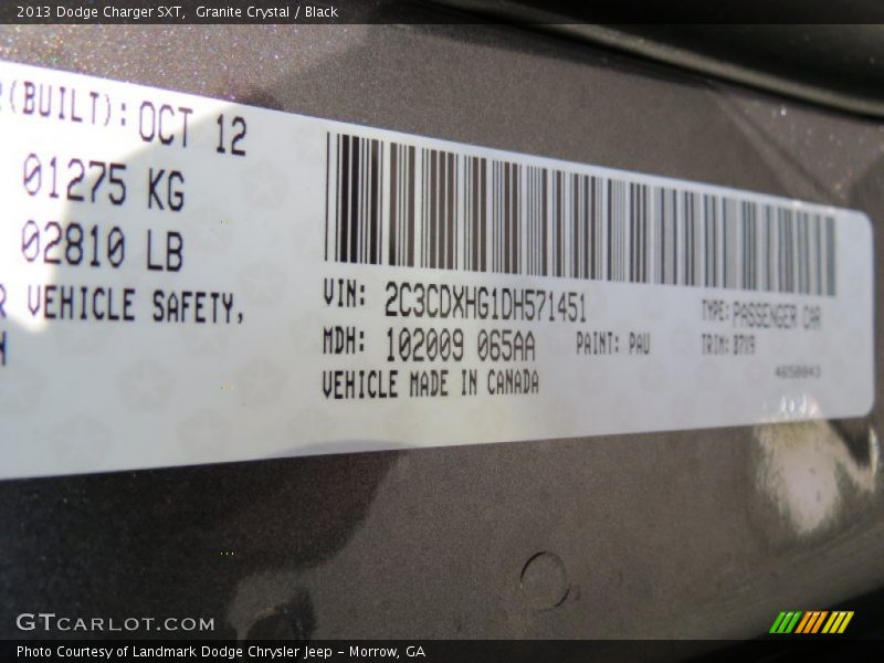 Granite Crystal / Black 2013 Dodge Charger SXT