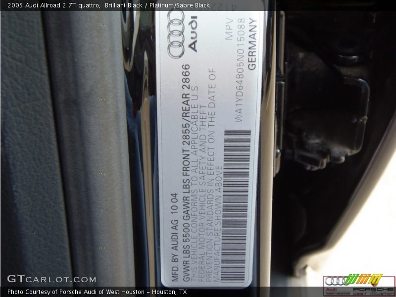Brilliant Black / Platinum/Sabre Black 2005 Audi Allroad 2.7T quattro