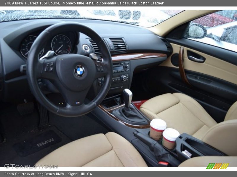 Monaco Blue Metallic / Savanna Beige/Black Boston Leather 2009 BMW 1 Series 135i Coupe