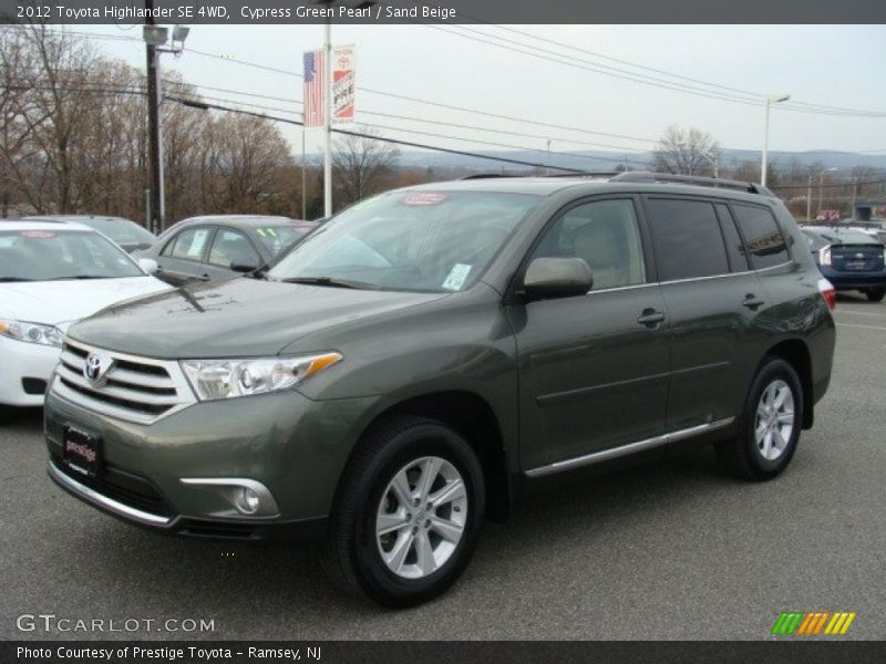 Cypress Green Pearl / Sand Beige 2012 Toyota Highlander SE 4WD