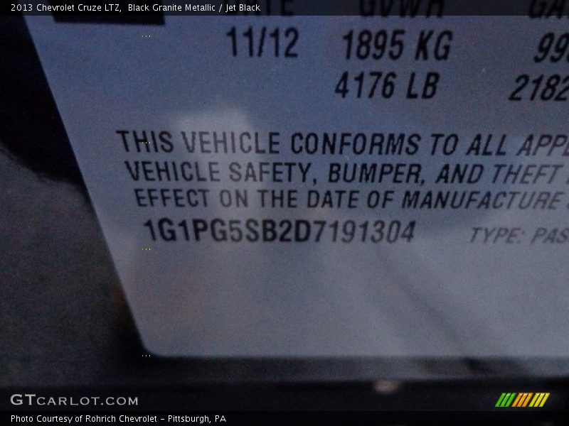 Black Granite Metallic / Jet Black 2013 Chevrolet Cruze LTZ