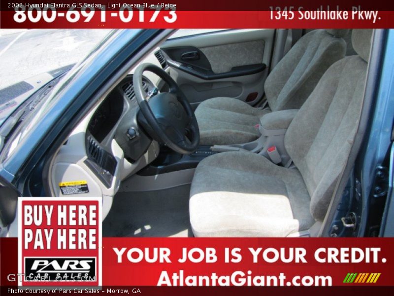 Light Ocean Blue / Beige 2002 Hyundai Elantra GLS Sedan