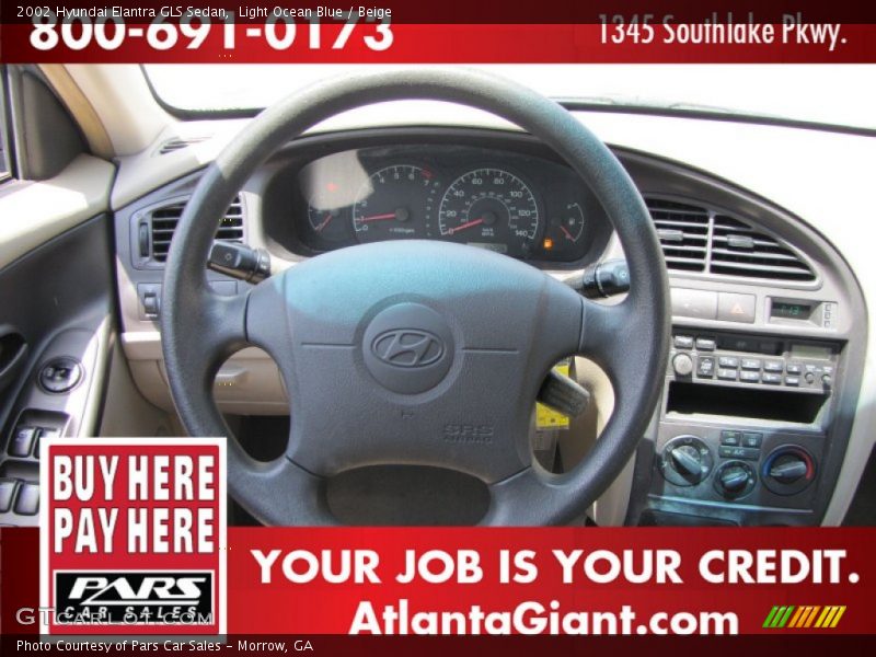 Light Ocean Blue / Beige 2002 Hyundai Elantra GLS Sedan