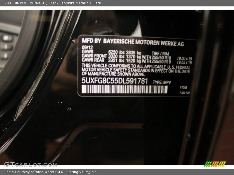 Black Sapphire Metallic / Black 2013 BMW X6 xDrive50i