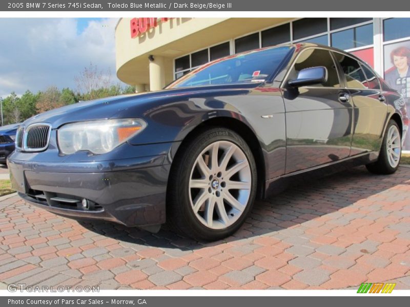 Toledo Blue Metallic / Dark Beige/Beige III 2005 BMW 7 Series 745i Sedan