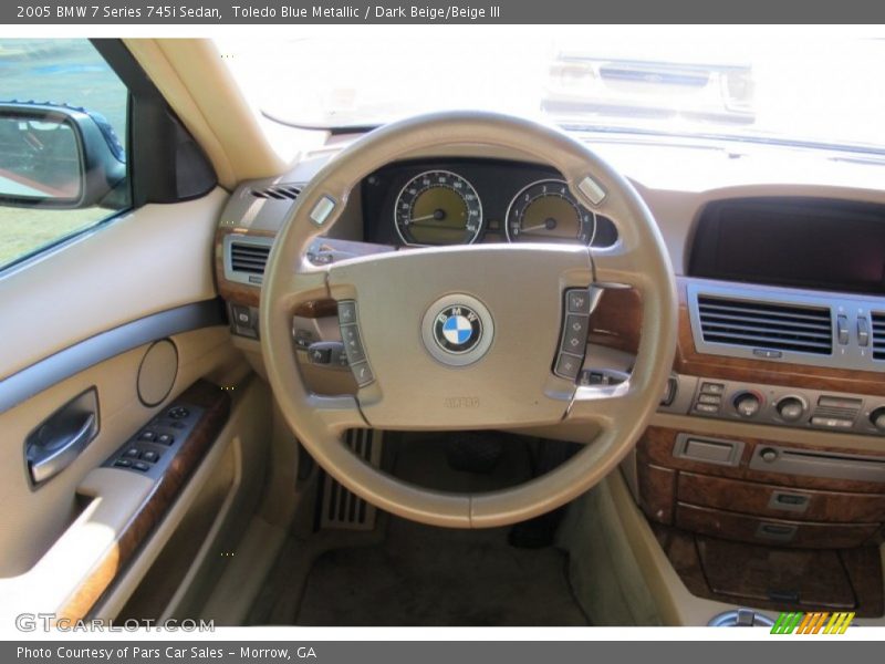 Toledo Blue Metallic / Dark Beige/Beige III 2005 BMW 7 Series 745i Sedan