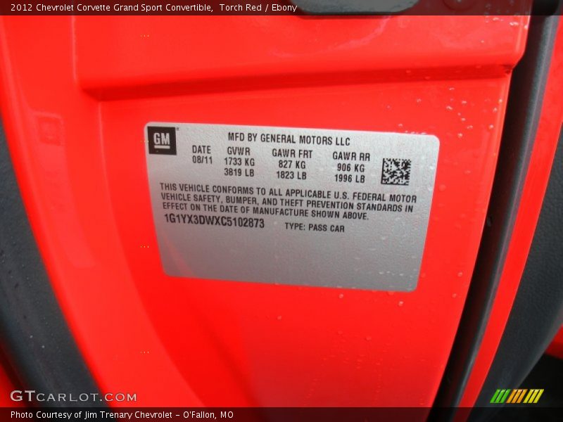 Torch Red / Ebony 2012 Chevrolet Corvette Grand Sport Convertible