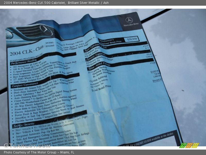 Brilliant Silver Metallic / Ash 2004 Mercedes-Benz CLK 500 Cabriolet