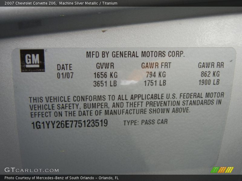Machine Silver Metallic / Titanium 2007 Chevrolet Corvette Z06