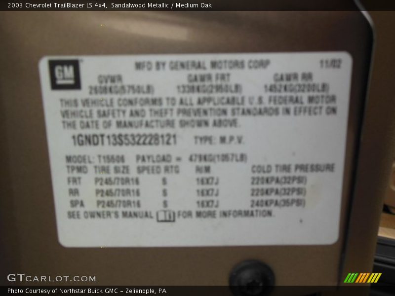 Sandalwood Metallic / Medium Oak 2003 Chevrolet TrailBlazer LS 4x4