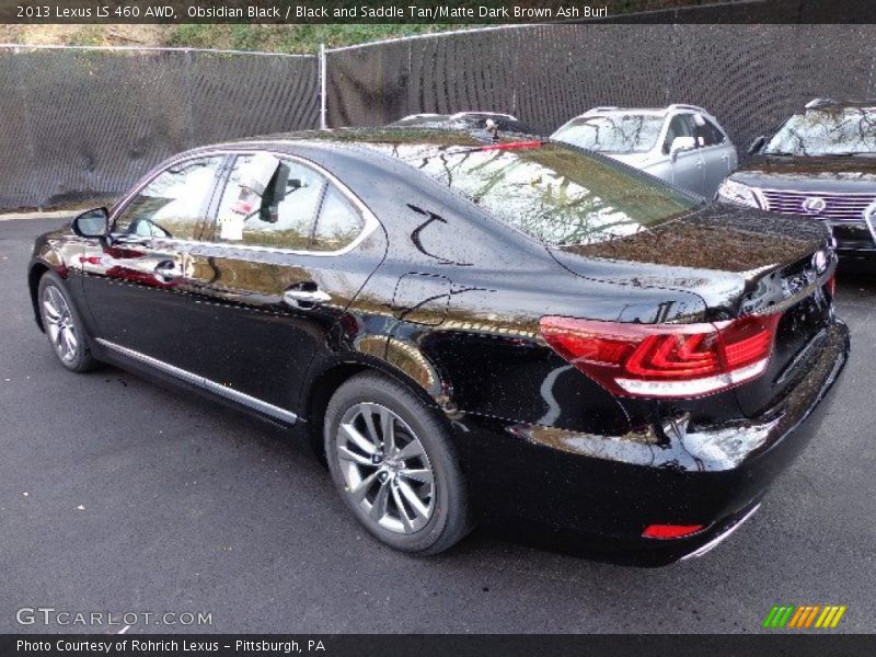 Obsidian Black / Black and Saddle Tan/Matte Dark Brown Ash Burl 2013 Lexus LS 460 AWD