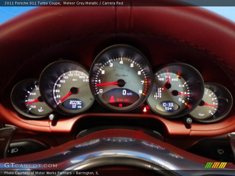 Meteor Grey Metallic / Carrera Red 2011 Porsche 911 Turbo Coupe