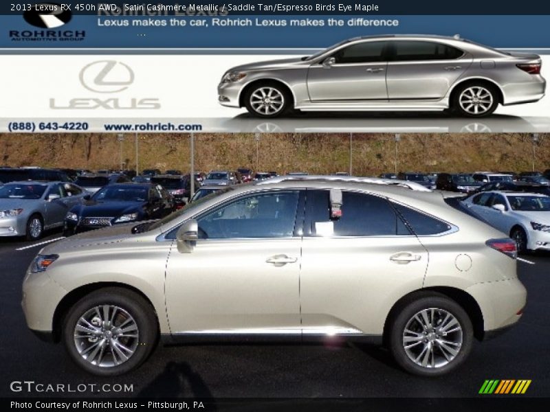 Satin Cashmere Metallic / Saddle Tan/Espresso Birds Eye Maple 2013 Lexus RX 450h AWD