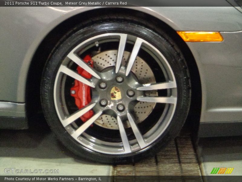 Meteor Grey Metallic / Carrera Red 2011 Porsche 911 Turbo Coupe