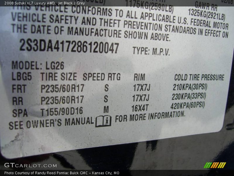 Jet Black / Grey 2008 Suzuki XL7 Luxury AWD