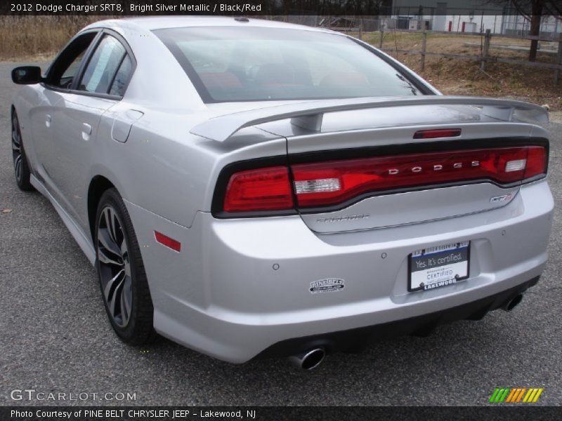 Bright Silver Metallic / Black/Red 2012 Dodge Charger SRT8