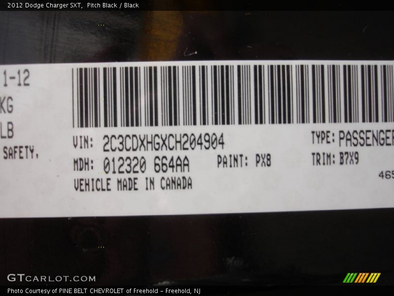 Pitch Black / Black 2012 Dodge Charger SXT