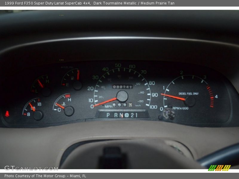 Dark Tourmaline Metallic / Medium Prairie Tan 1999 Ford F350 Super Duty Lariat SuperCab 4x4