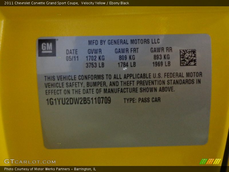 Velocity Yellow / Ebony Black 2011 Chevrolet Corvette Grand Sport Coupe