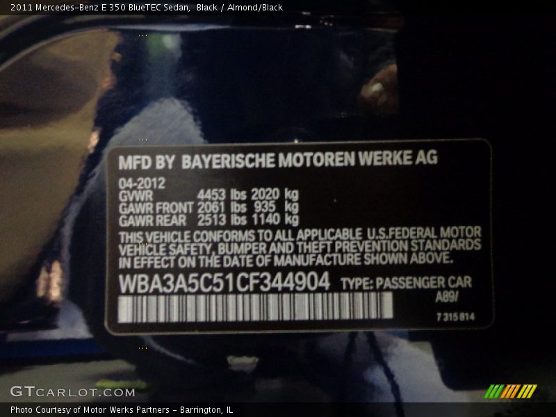 Black / Almond/Black 2011 Mercedes-Benz E 350 BlueTEC Sedan