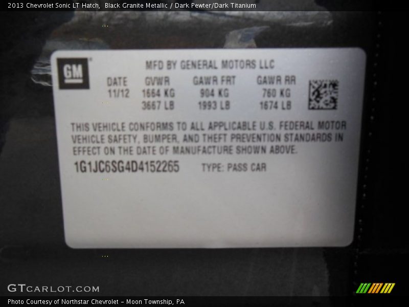 Black Granite Metallic / Dark Pewter/Dark Titanium 2013 Chevrolet Sonic LT Hatch