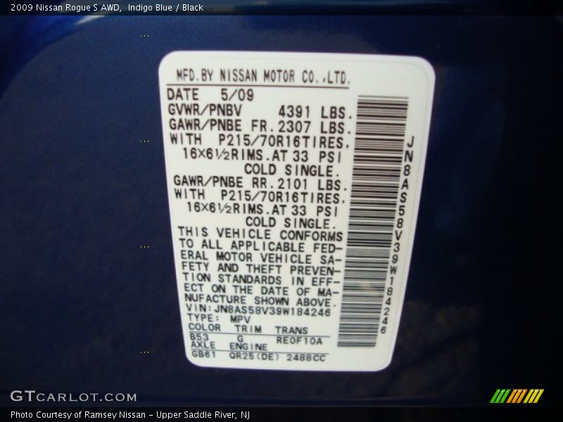 2009 Rogue S AWD Indigo Blue Color Code B53