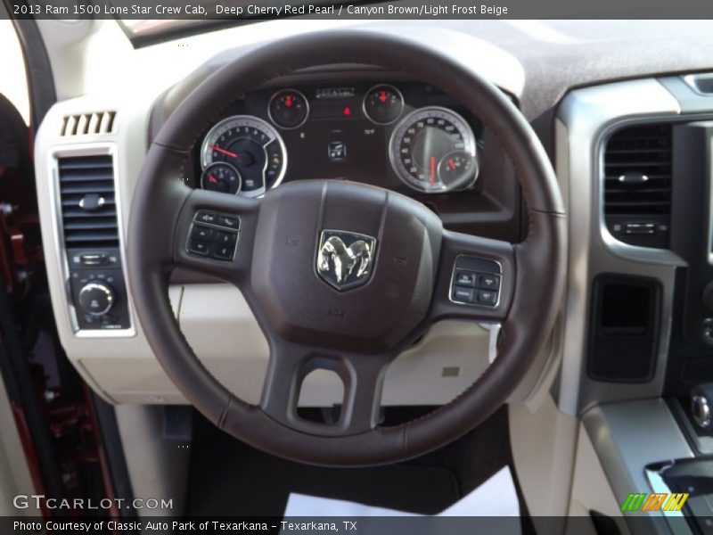 Deep Cherry Red Pearl / Canyon Brown/Light Frost Beige 2013 Ram 1500 Lone Star Crew Cab