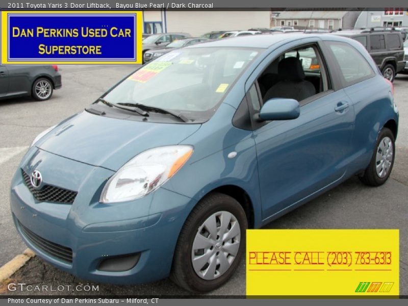 Bayou Blue Pearl / Dark Charcoal 2011 Toyota Yaris 3 Door Liftback