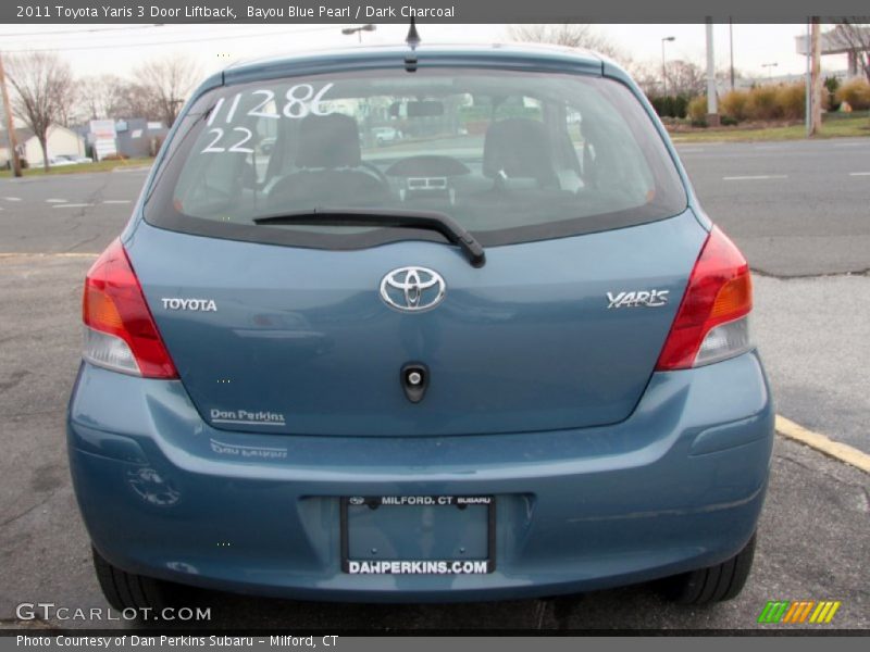 Bayou Blue Pearl / Dark Charcoal 2011 Toyota Yaris 3 Door Liftback