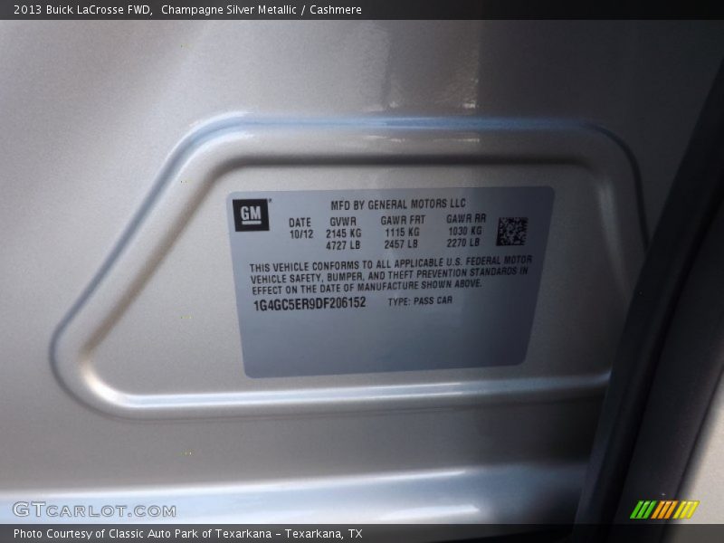 Champagne Silver Metallic / Cashmere 2013 Buick LaCrosse FWD