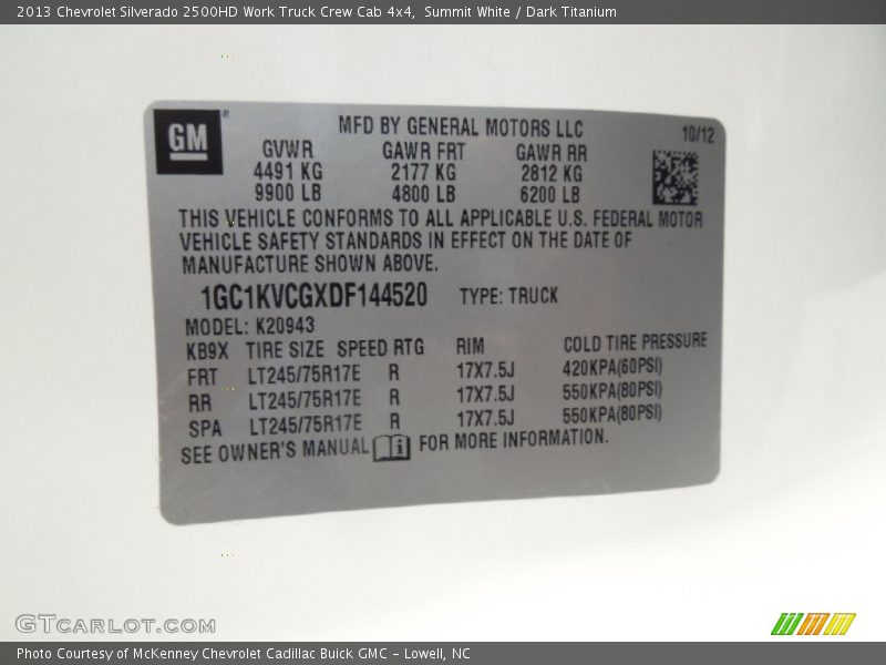 Summit White / Dark Titanium 2013 Chevrolet Silverado 2500HD Work Truck Crew Cab 4x4