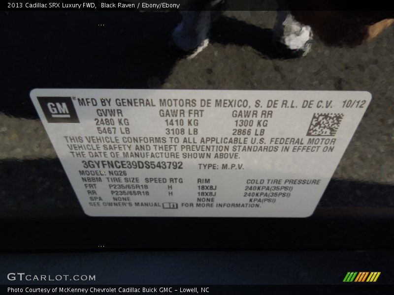 Black Raven / Ebony/Ebony 2013 Cadillac SRX Luxury FWD
