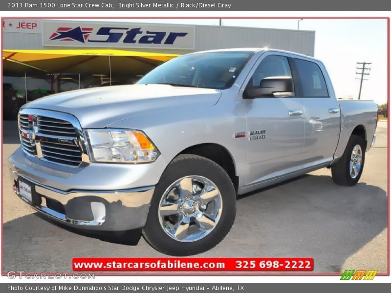 Bright Silver Metallic / Black/Diesel Gray 2013 Ram 1500 Lone Star Crew Cab