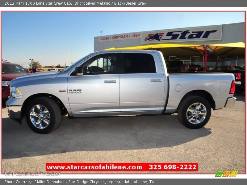 Bright Silver Metallic / Black/Diesel Gray 2013 Ram 1500 Lone Star Crew Cab