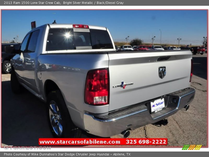 Bright Silver Metallic / Black/Diesel Gray 2013 Ram 1500 Lone Star Crew Cab