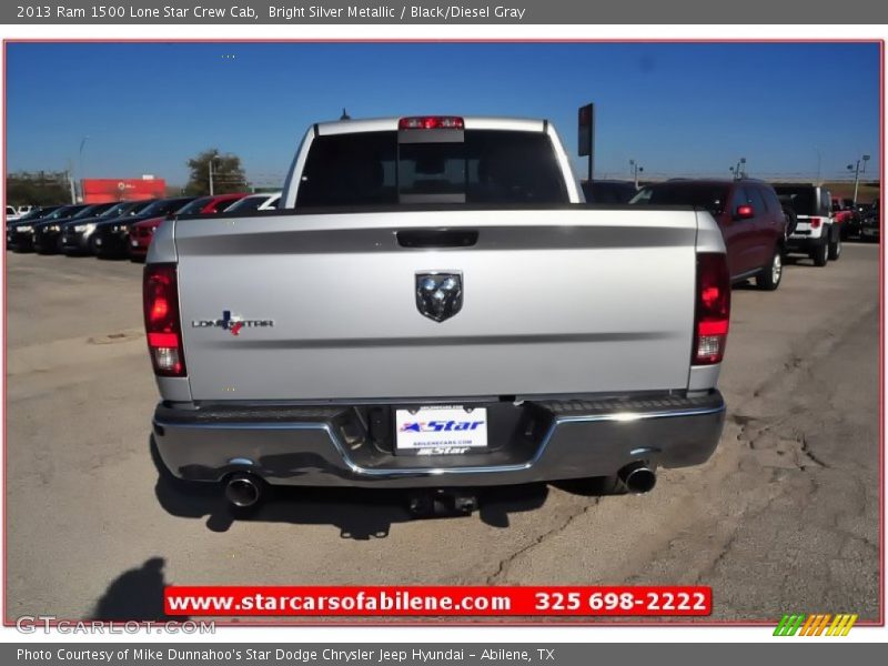 Bright Silver Metallic / Black/Diesel Gray 2013 Ram 1500 Lone Star Crew Cab