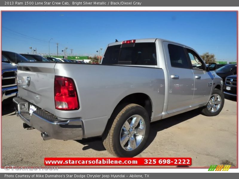 Bright Silver Metallic / Black/Diesel Gray 2013 Ram 1500 Lone Star Crew Cab