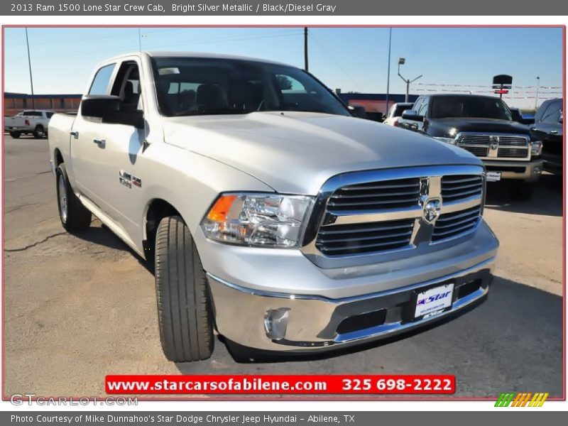 Bright Silver Metallic / Black/Diesel Gray 2013 Ram 1500 Lone Star Crew Cab