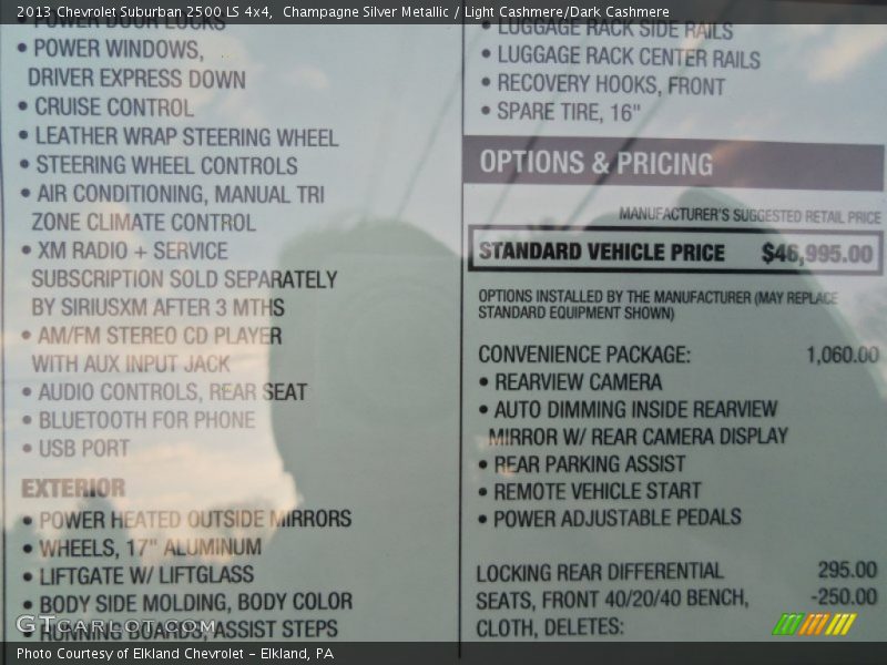  2013 Suburban 2500 LS 4x4 Window Sticker