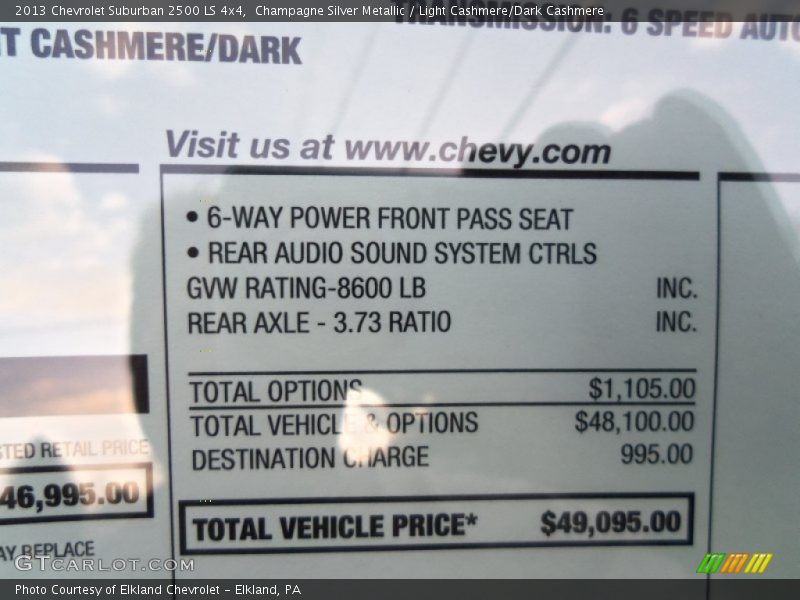  2013 Suburban 2500 LS 4x4 Window Sticker