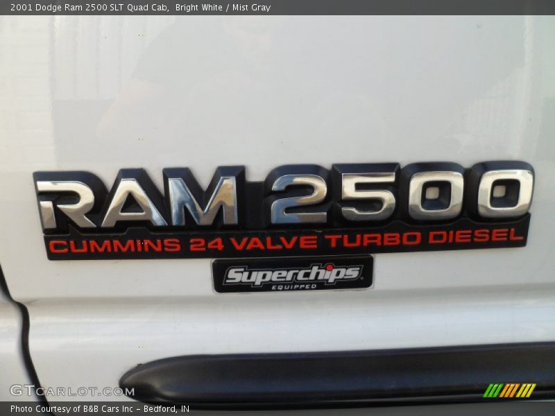 Bright White / Mist Gray 2001 Dodge Ram 2500 SLT Quad Cab