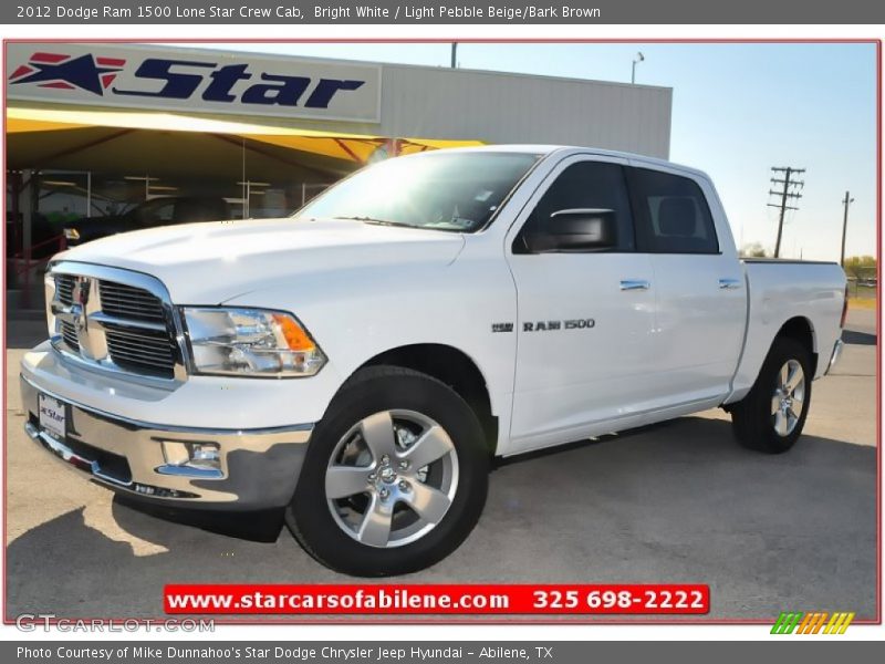 Bright White / Light Pebble Beige/Bark Brown 2012 Dodge Ram 1500 Lone Star Crew Cab