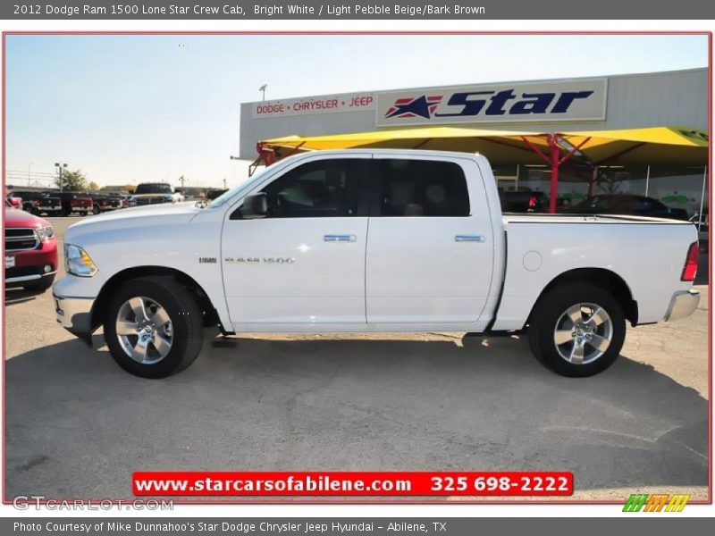 Bright White / Light Pebble Beige/Bark Brown 2012 Dodge Ram 1500 Lone Star Crew Cab