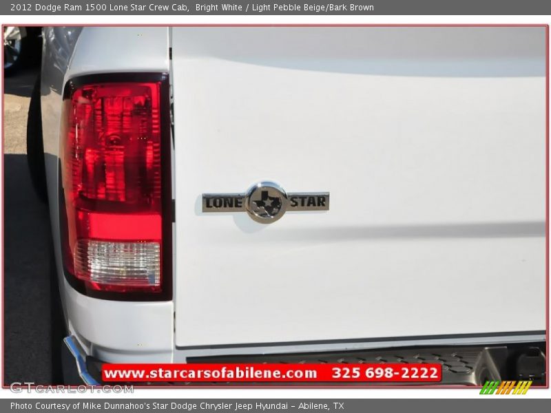 Bright White / Light Pebble Beige/Bark Brown 2012 Dodge Ram 1500 Lone Star Crew Cab