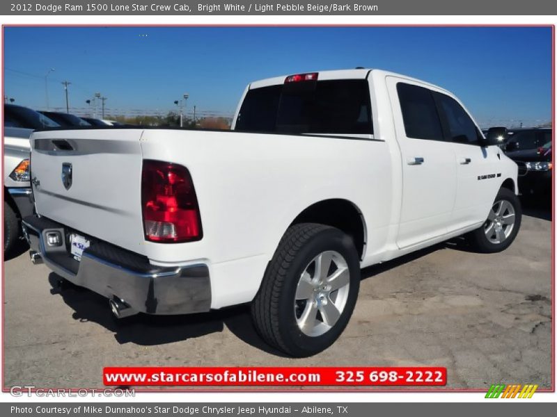 Bright White / Light Pebble Beige/Bark Brown 2012 Dodge Ram 1500 Lone Star Crew Cab